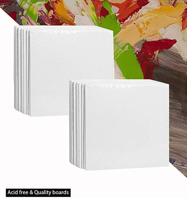 Stretched Canvas for Painting 4x4 Inch, Painting Canvas Panels 24 Pack, Cotton White Blank Canvases, Primed Art Canvases Boards for Kids, Mini Paint Canvas for Oil & Acrylic Painting
